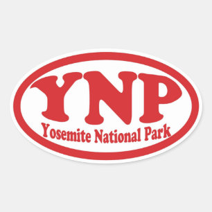 Pegatina oval rojo del Parque Nacional Yosemite