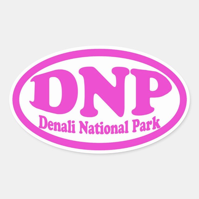 Pegatina oval rosado del Parque Nacional Denali (Anverso)