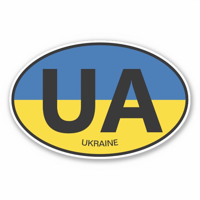 Pegatina Oval Ukraine bandera del país código de coche vini (Anverso)