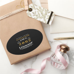 Pegatina Ovalada 21º cumpleaños 2002 personalizado Añadir nombre le