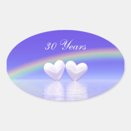 Pegatina Ovalada 30° Aniversario de Pearl Hearts