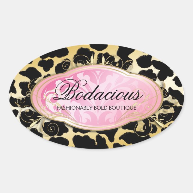 Pegatina Ovalada 311 Bodacious Boutique Golden Leopard Spots (Anverso)