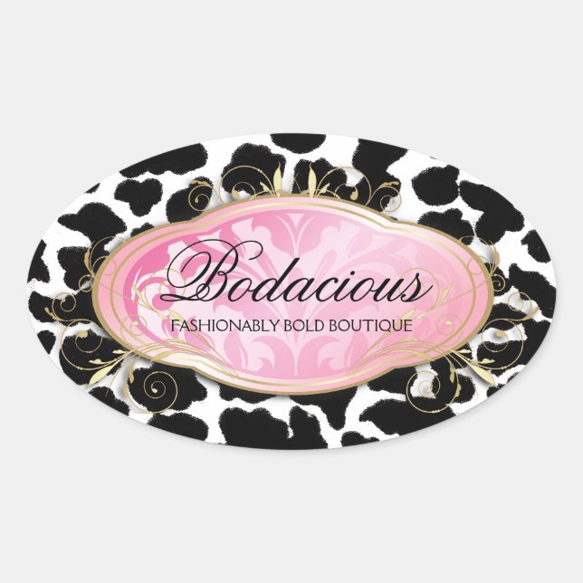 Pegatina Ovalada 311 Bodacious Boutique leopard Spots (Anverso)