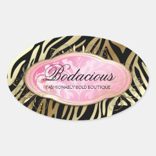 Pegatina Ovalada 311 Bodacious Boutique Zebra Irish Pearl