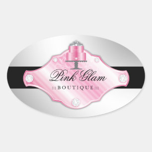 Pegatina Ovalada 311 Cakes De Lujo Faux Silver Background