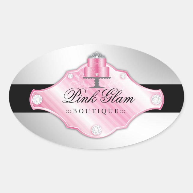Pegatina Ovalada 311 Cakes De Lujo Faux Silver Background (Anverso)