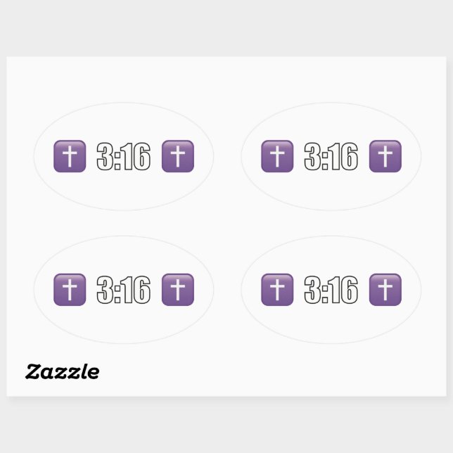 Pegatina Ovalada 3:16 Jesucristo (Hoja)