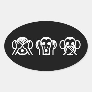 Pegatina Ovalada 3 Emoji de monos sabios