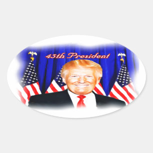 Pegatina Ovalada 45.º presidente Donald Trump _