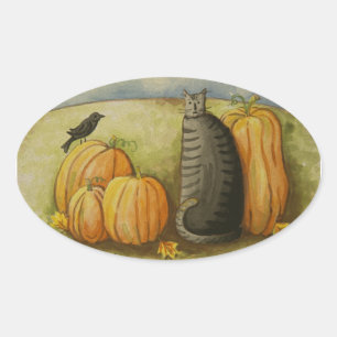 Pegatina Ovalada 4874 Pegatinas de Harvard Cat