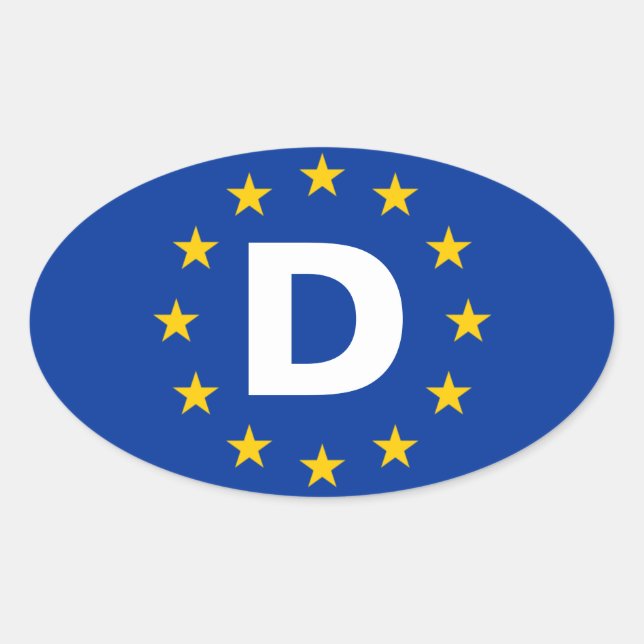 Pegatina Ovalada 4 Alemania "D" Bandera de la Unión Europea (Anverso)