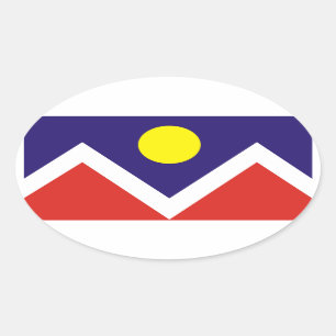 Pegatina Ovalada 4 Denver, Bandera de Colorado