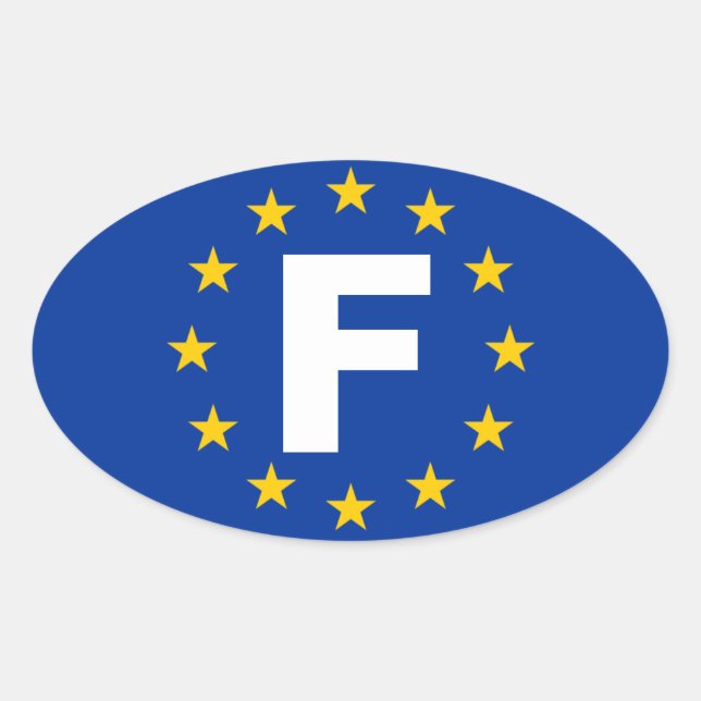 Pegatina Ovalada 4 Francia "F" Bandera de la Unión Europea (Anverso)