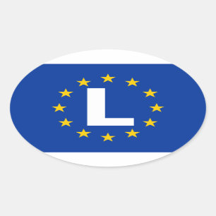 Pegatina Ovalada 4 Luxemburgo "L" Bandera de la Unión Europea