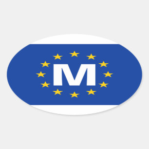 Pegatina Ovalada 4 Malta "M" Bandera de la Unión Europea