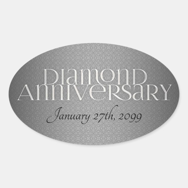 Pegatina Ovalada 60.ª Boda de Diamantes Annivserario (Anverso)