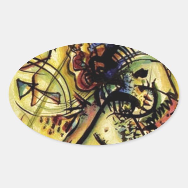 Pegatina Ovalada A la voz desconocida de Kandinsky (Anverso)