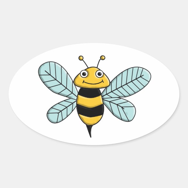 Pegatina Ovalada Abeja (Anverso)