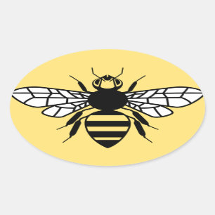 Pegatina Ovalada Abeja de Manchester