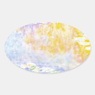Pegatina Ovalada abstracto, nenúfares de Monet 7