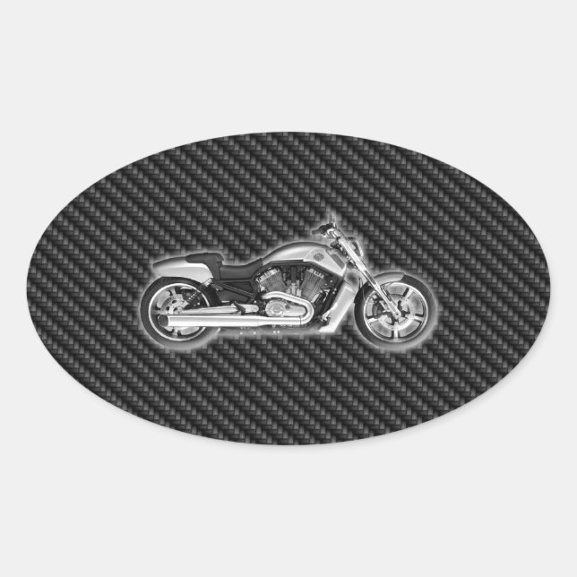 Pegatina Ovalada Accesorio de Moda 3D para motocicleta Carbon Harle (Anverso)