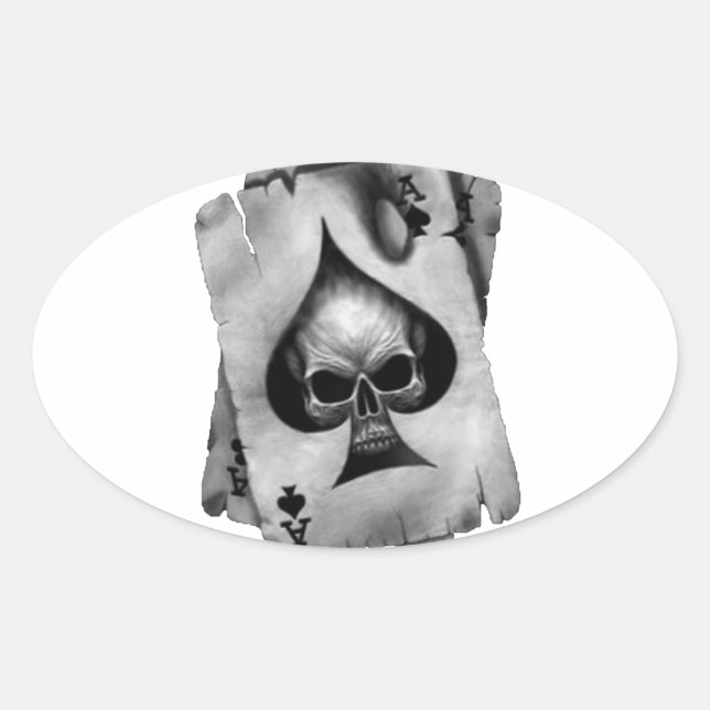 Pegatina Ovalada Ace de Spades Skull (Anverso)