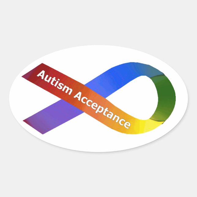 Pegatina Ovalada Aceptación del autismo (Anverso)