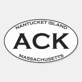 Pegatina Ovalada ACK - Nantucket Island Massachusetts