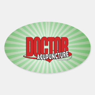 PEGATINA OVALADA ACUPUNTURA DEL MÉDICA DE LOGO