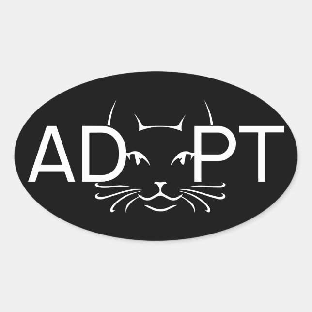 Pegatina Ovalada Adoptar el gato blanco (Anverso)