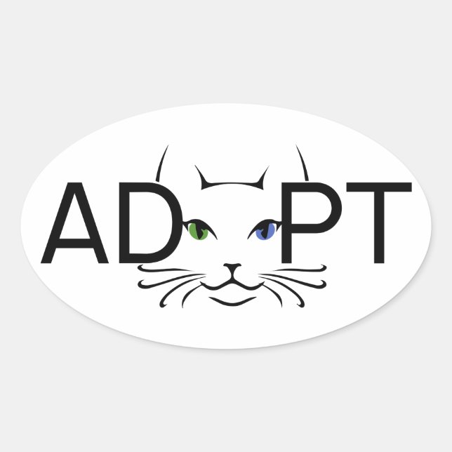 Pegatina Ovalada Adoptar gato (Anverso)
