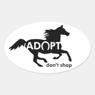 Pegatina Ovalada Adoptar no comprar caballo