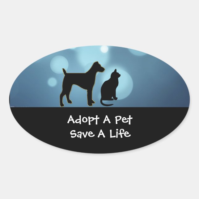 Pegatina Ovalada Adoptar Pegatinas Mascotas (Anverso)