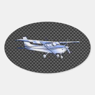 Pegatina Ovalada Aeronaves cromadas como Cessna Black Carbon Fibra