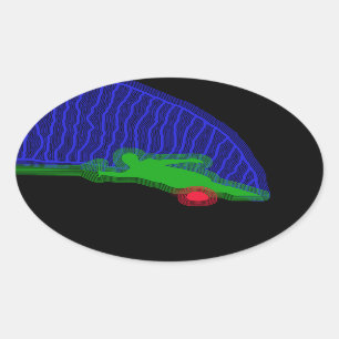 Pegatina Ovalada Aerosol del neón del esquiador del agua del