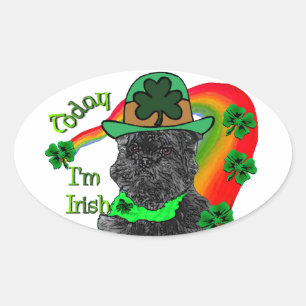 Pegatina Ovalada Affenpinscher del Día de San Patricio