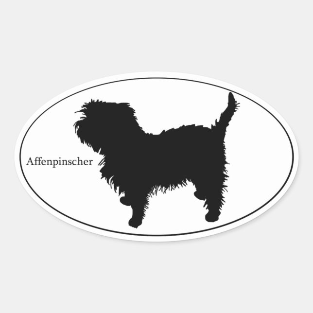 Pegatina Ovalada Affenpinscher SIlhouette (Anverso)