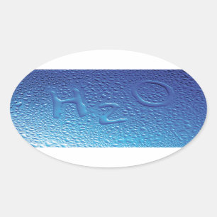 Pegatina Ovalada Agua, H2O, Azul