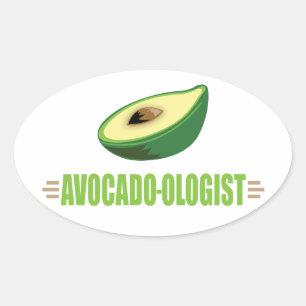 Pegatina Ovalada Aguacate Divertido