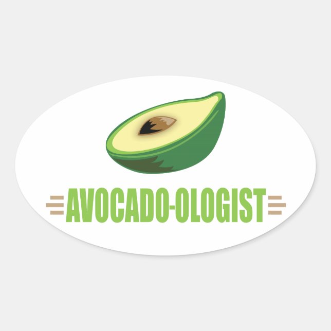 Pegatina Ovalada Aguacate Divertido (Anverso)