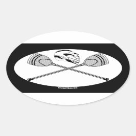 Pegatina Ovalada Agujeros Lacrosse de grano blanco/negro y cascos