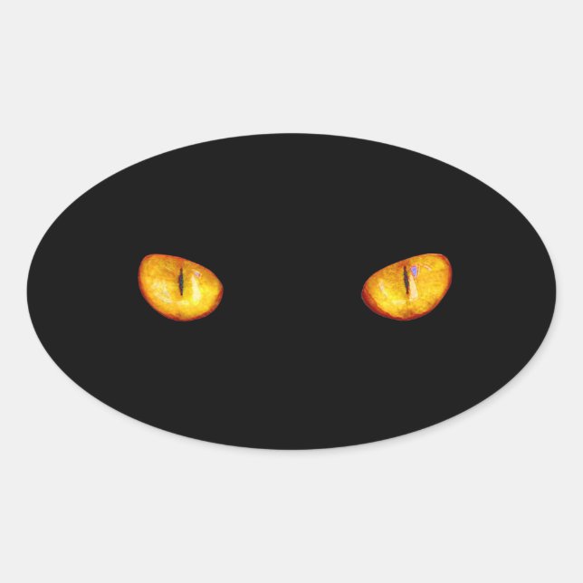 Pegatina Ovalada Ahora te ve gato negro (Anverso)