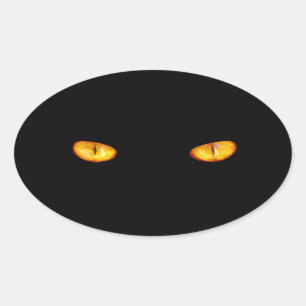 Pegatina Ovalada Ahora te ve gato negro