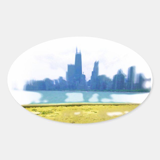 Pegatina Ovalada Air Brushed Chicago (Anverso)