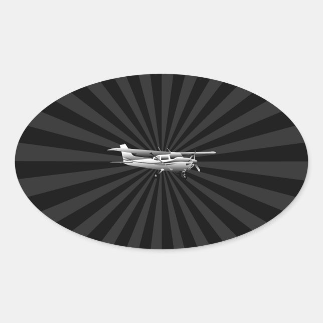 Pegatina Ovalada Aircraft Classic Cessna Silhouette Sunburst (Anverso)