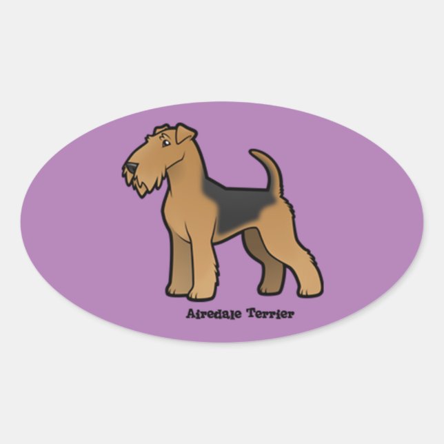 Pegatina Ovalada airedale terrier (Anverso)
