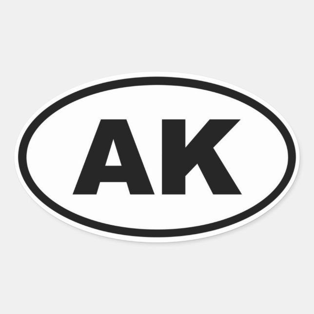 Pegatina Ovalada AK Alaska (Anverso)