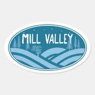 Pegatina Ovalada Al aire libre de Mill Valley California