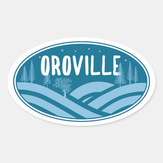 Pegatina Ovalada Al aire libre de Oroville (Anverso)