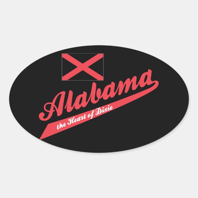 Pegatina Ovalada Alabama Corazón de Dixie (Anverso)